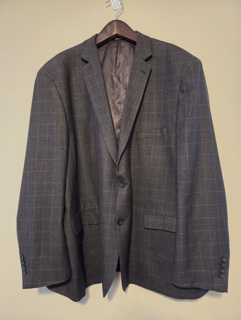 Pronto Uomo Sport Coat Blazer 60L Silk Wool Gray Blue Windowpane Check